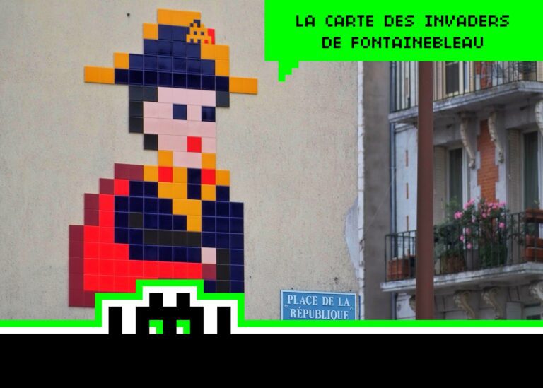 Partez chasser les mosaïques d’Invader à Fontainebleau avec notre carte gratuite.
